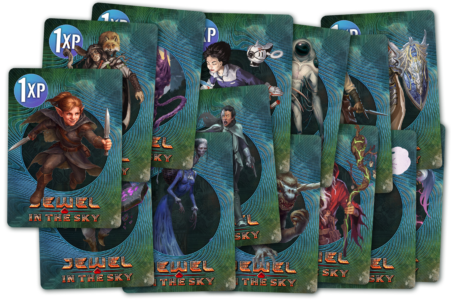 Mockup of the collection of XP cards accumulated so far.