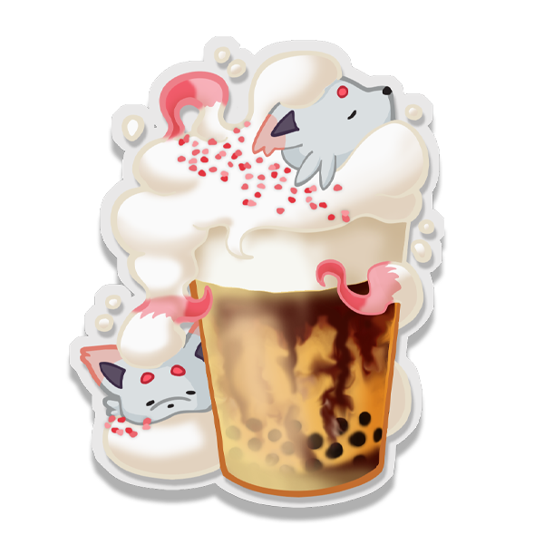 Ghost fox milk tea sticker