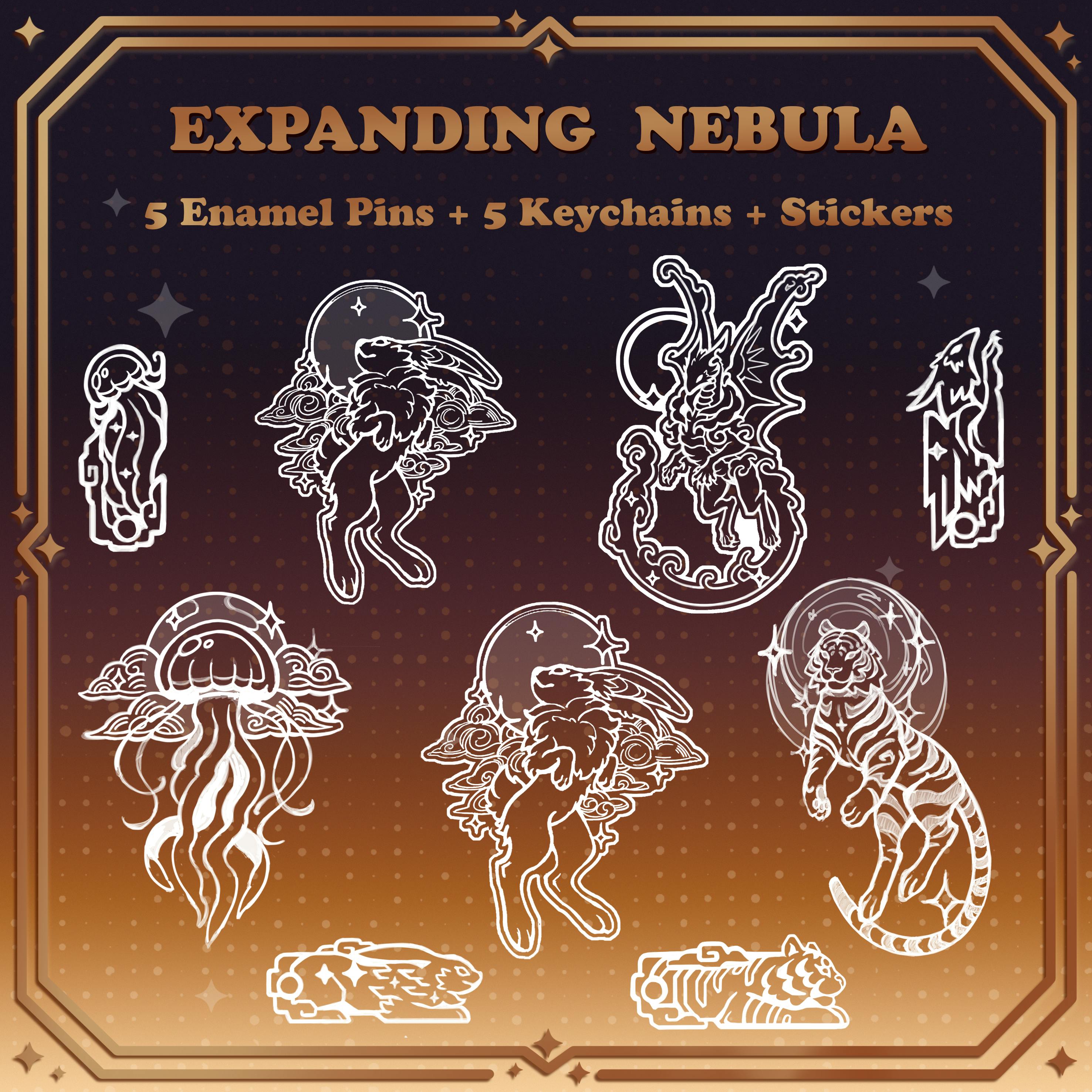 5 Premium pins + 5 small metal keychains (metal keychains pin same animal than the related enamel pin)