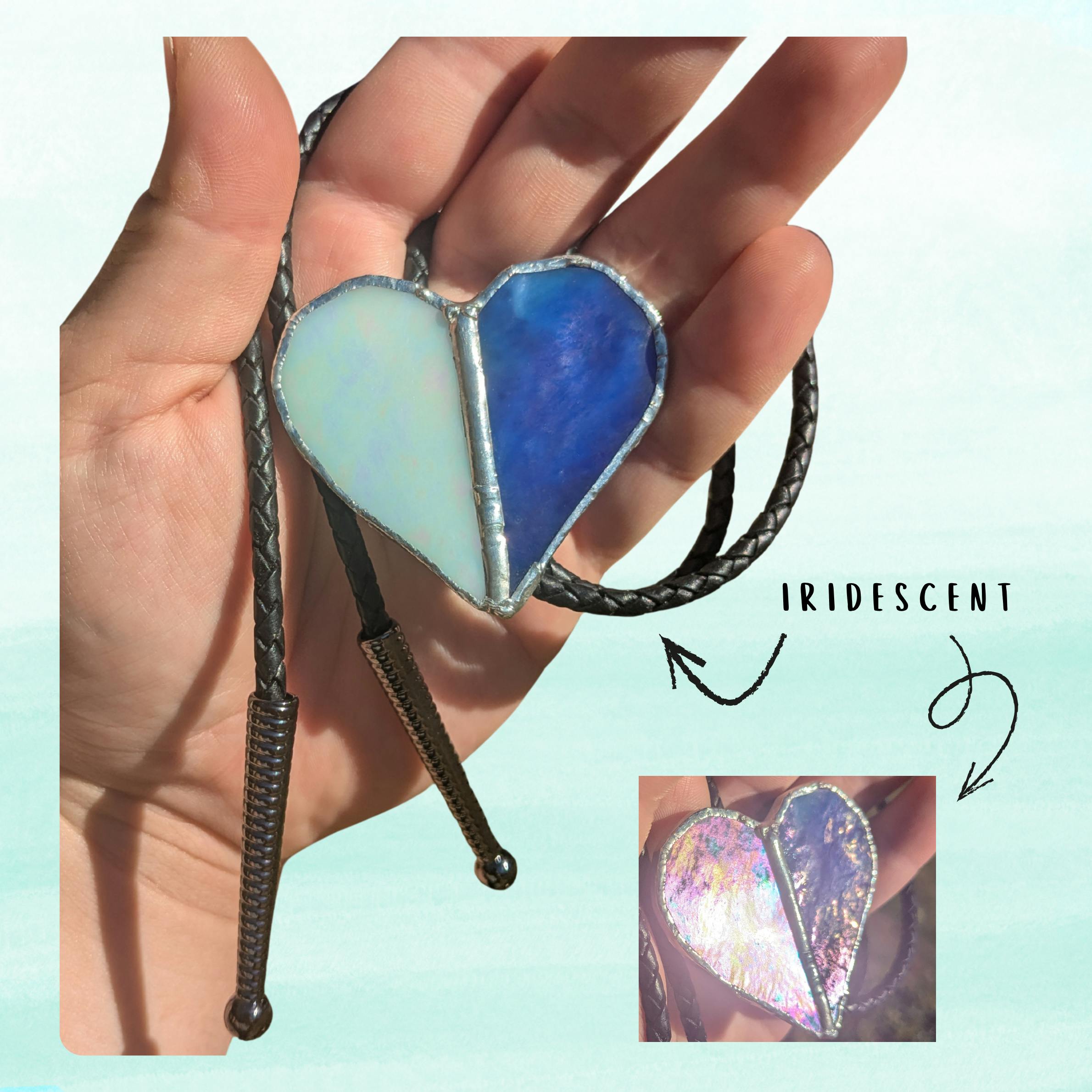Split Heart Iridescent Bolo Tie