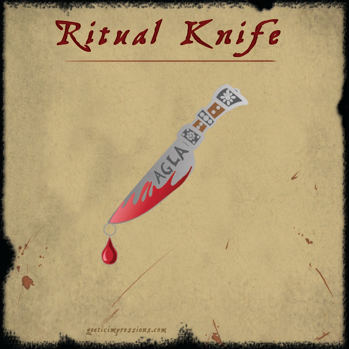 AGLA Ritual Knife enamel pin design