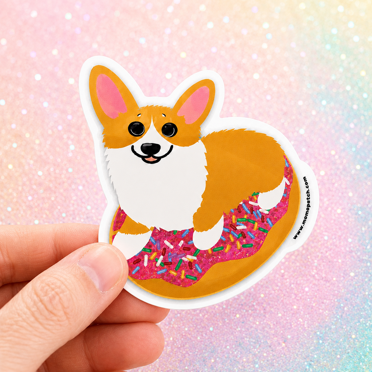 🍩 Original Donut Fluffy Corgi Pixie Dust Sticker