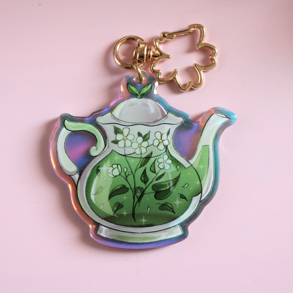 Acrylic Charm: Green Tea Pot