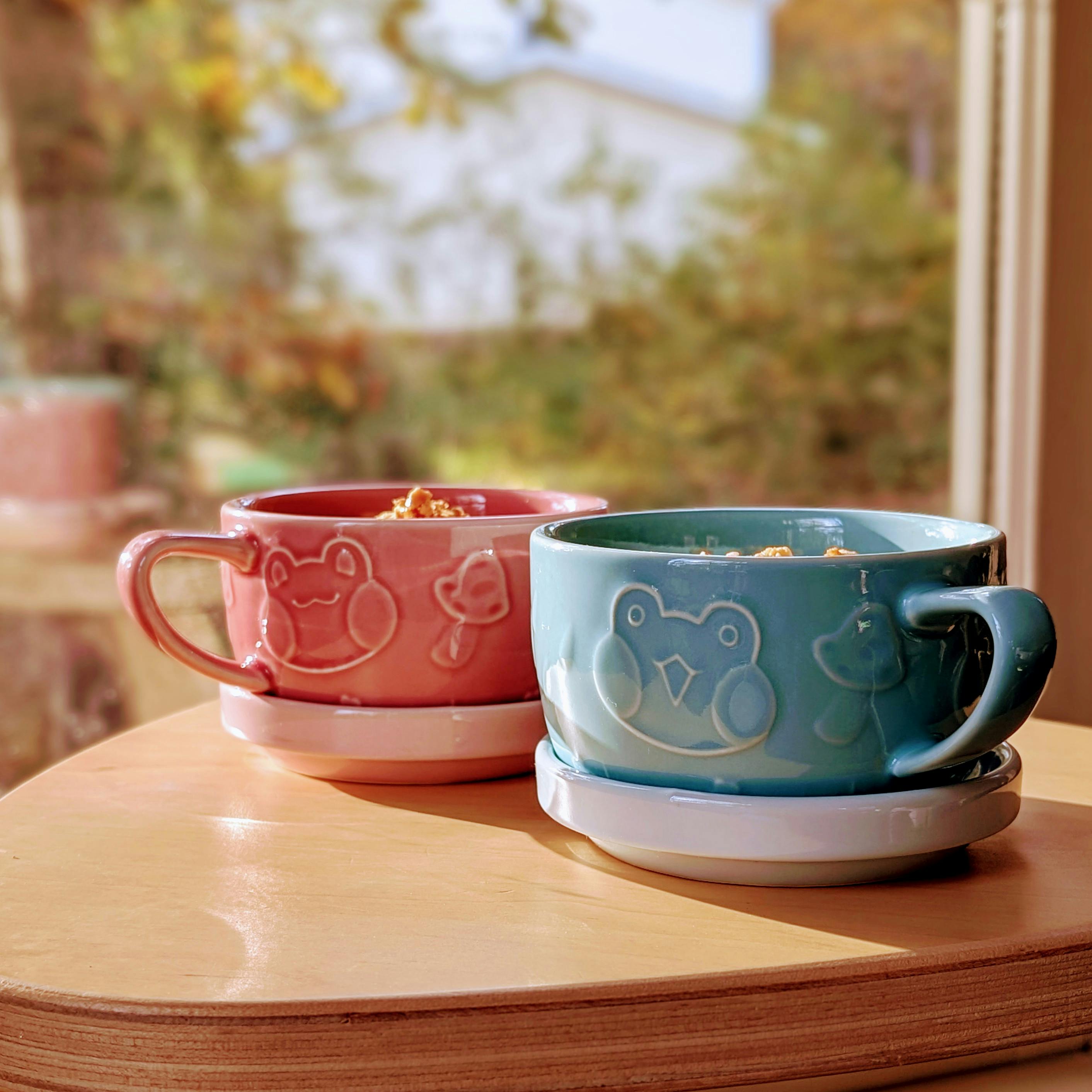 TWO Rani the Froggie Mug and Lid Sets 🐸☕☕🐸