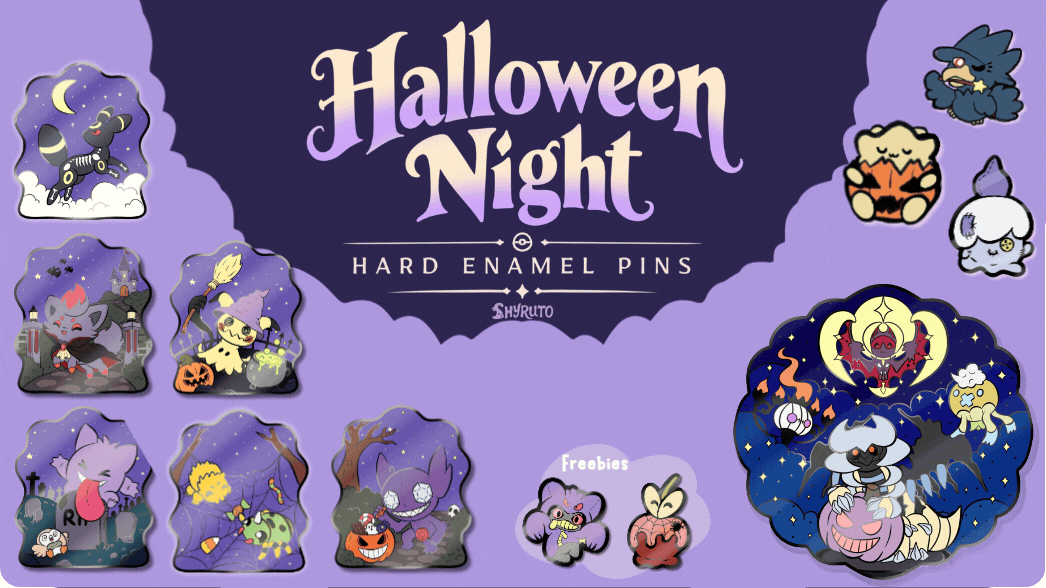Pokemon "Halloween Night" Enamel Pins