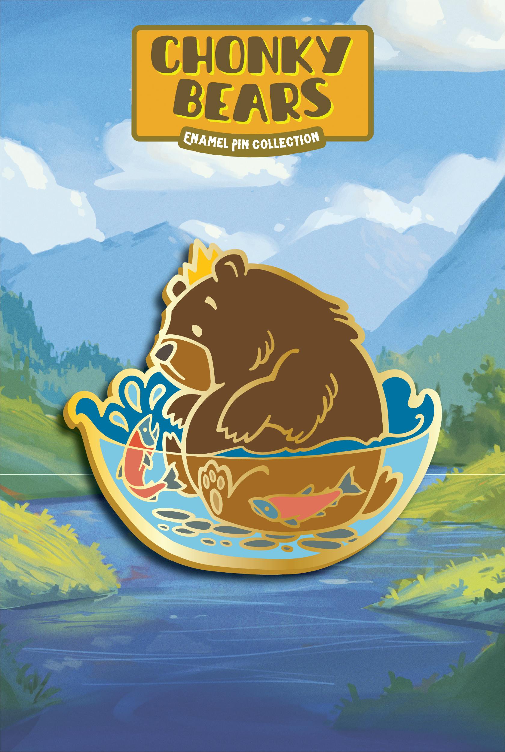 bear in water with fish
