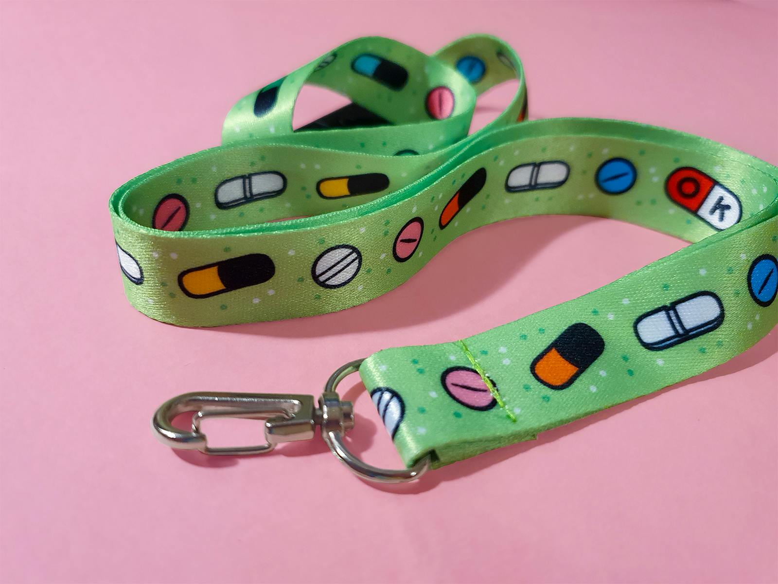 Pills Are Ok Lanyard - Green