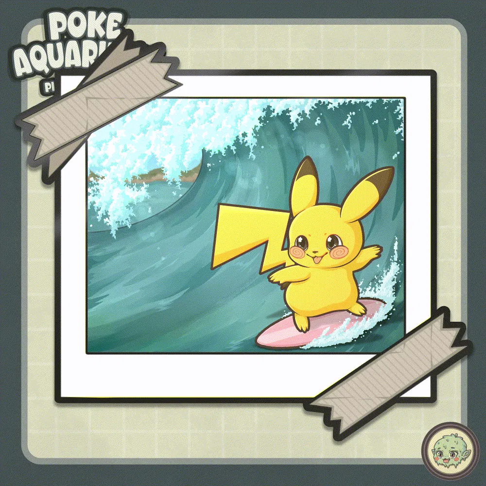 2.5" Lenticular Surfing Pikachu