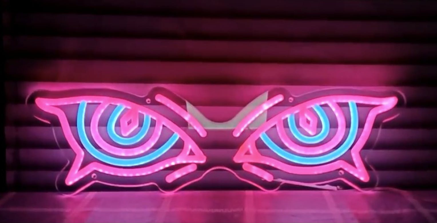 LED Flashing Hypno Eyes Neon Sign