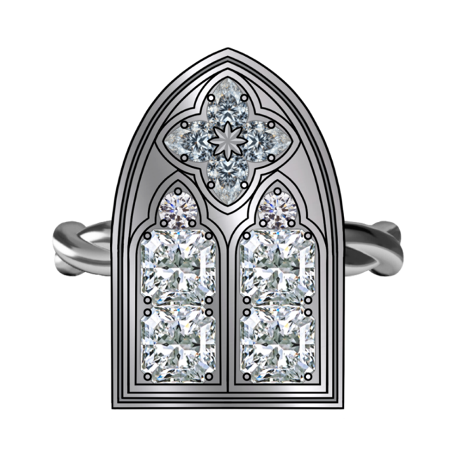 Vitrail de Cristal ring - Clear iridescent cz