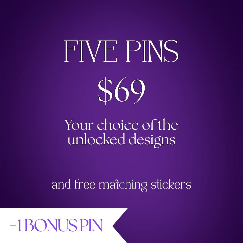 Five Pins + Matching Stickers