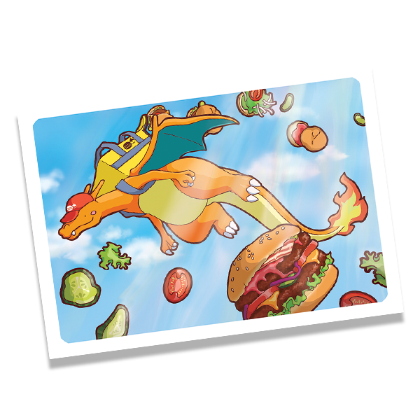 Burger delivery dragon mini print