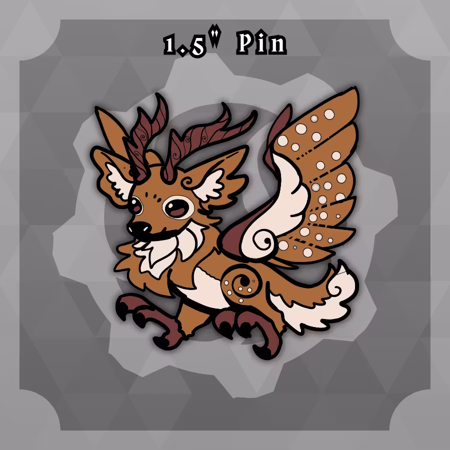 Dungeon Familiars: 1.5in Peryton Dawn Pin