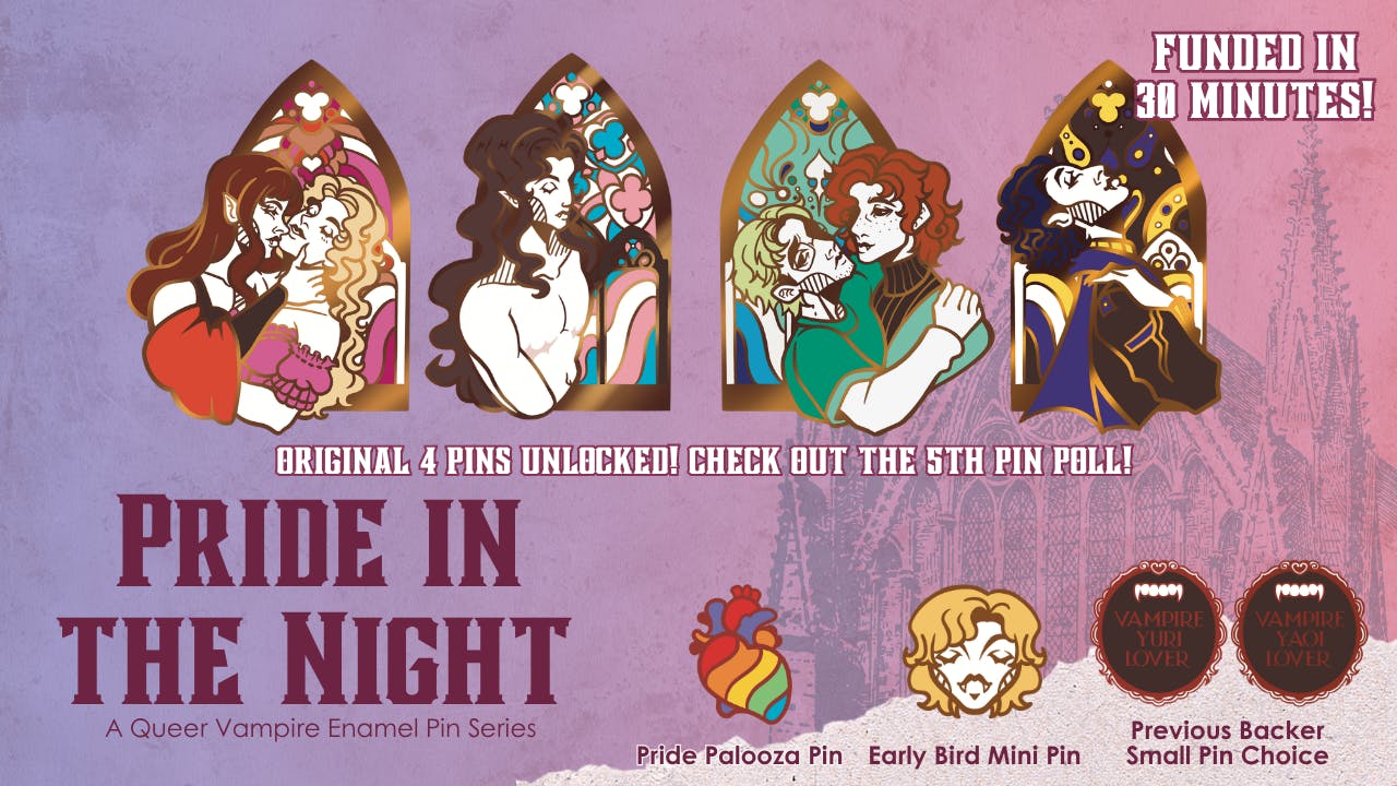 Pride in the Night: Queer Vampire Enamel Pins