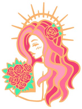 Persephone White/Gold 2" Pin