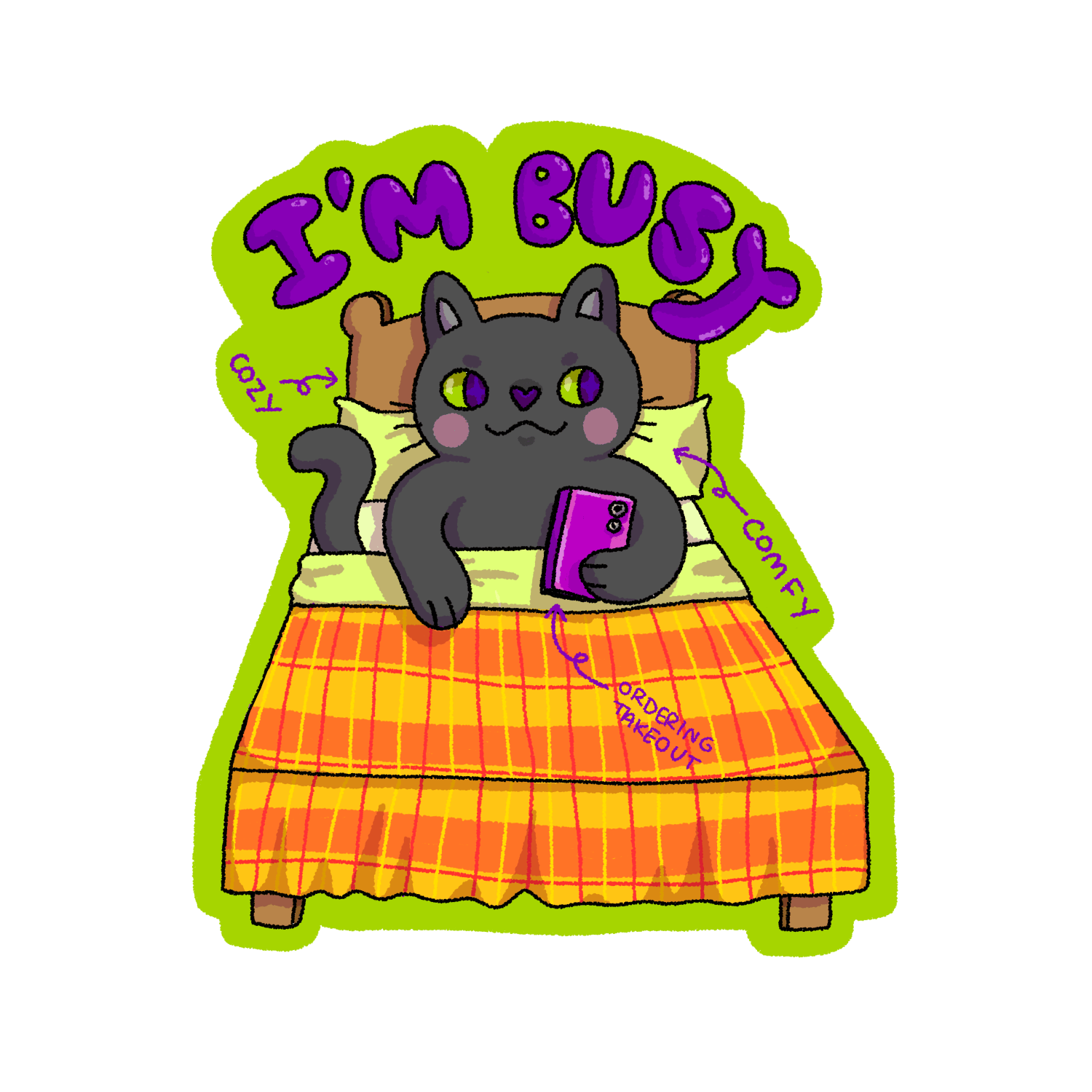 Busy Comfy Cat Sticker