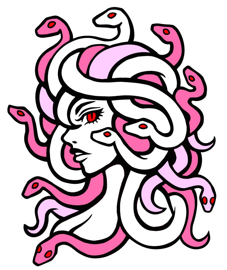 Pink Medusa 2" pin