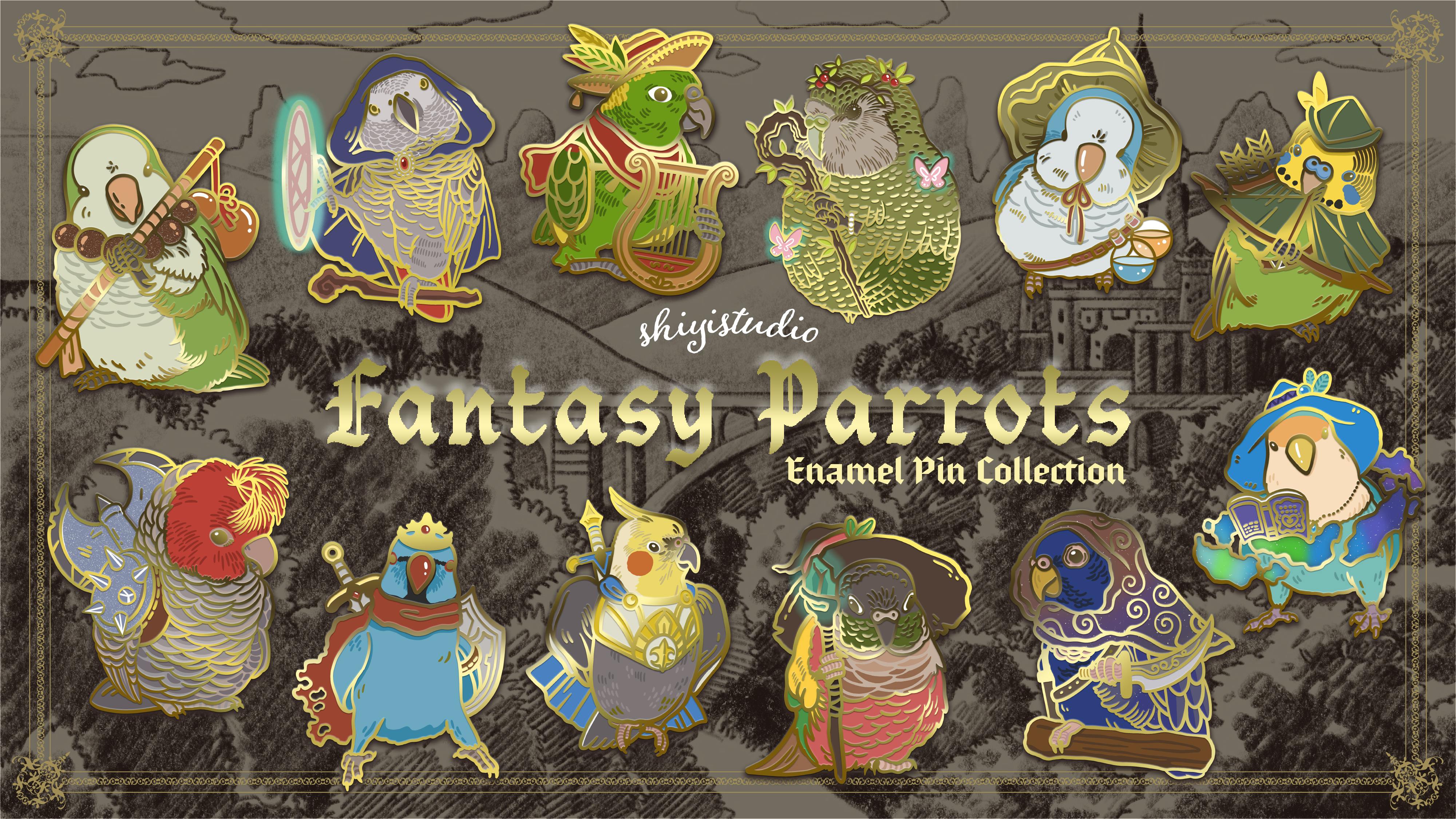Fantasy Parrots Enamel Pins - DnD 12 Classes Parrots