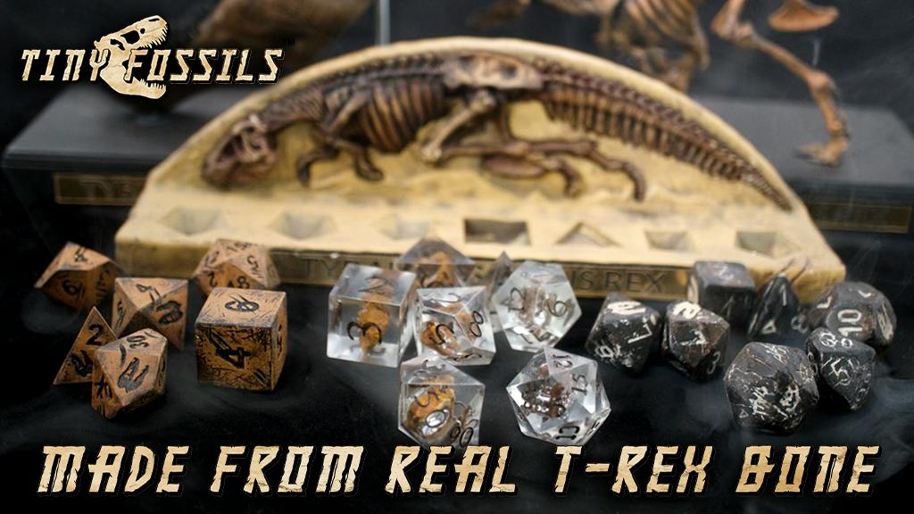 Fossil Dice: Made from REAL T. rex & Triceratops Bones