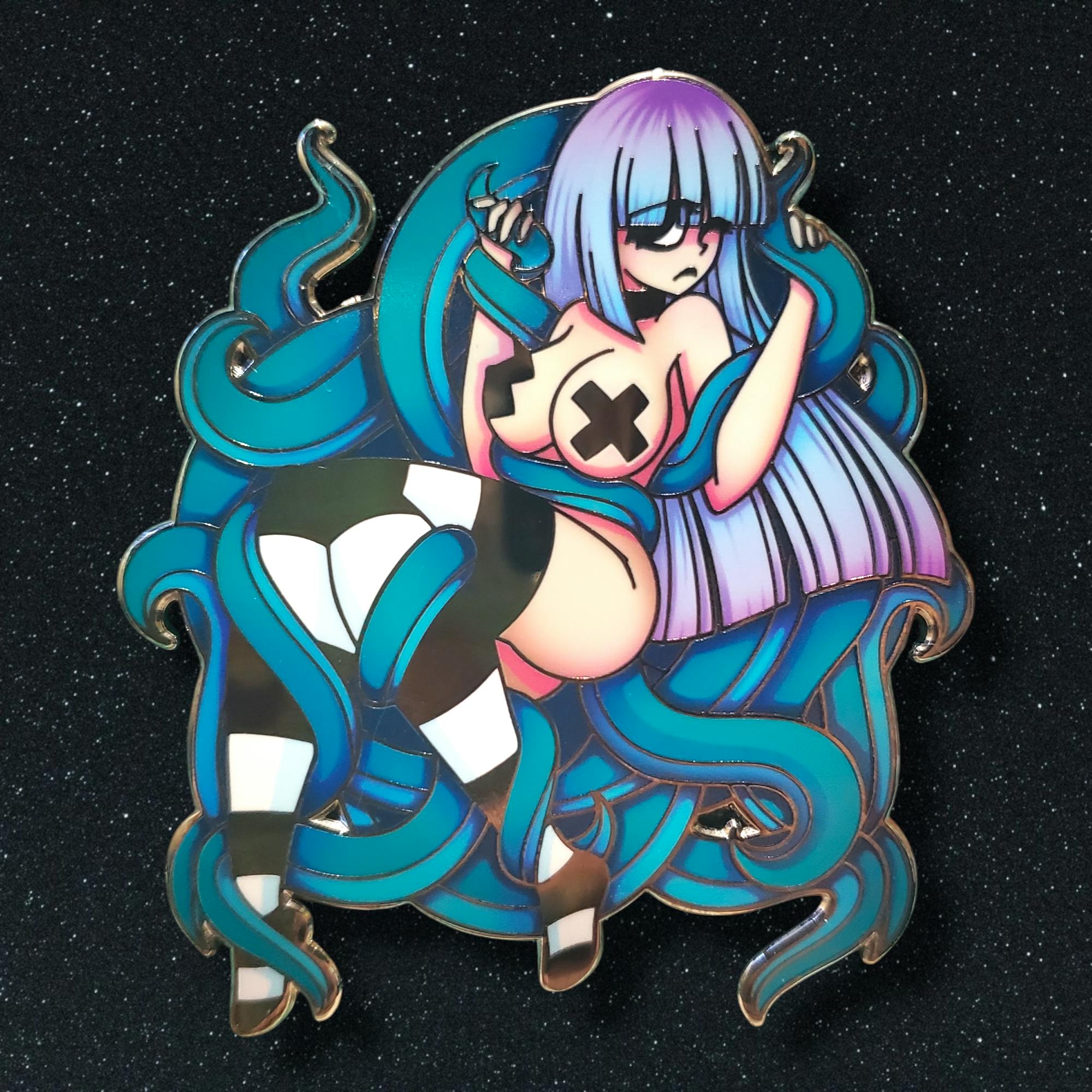 Large Goth Girl Tentacle Pin