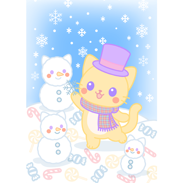 Winter Candyland Cats 5x7 Print