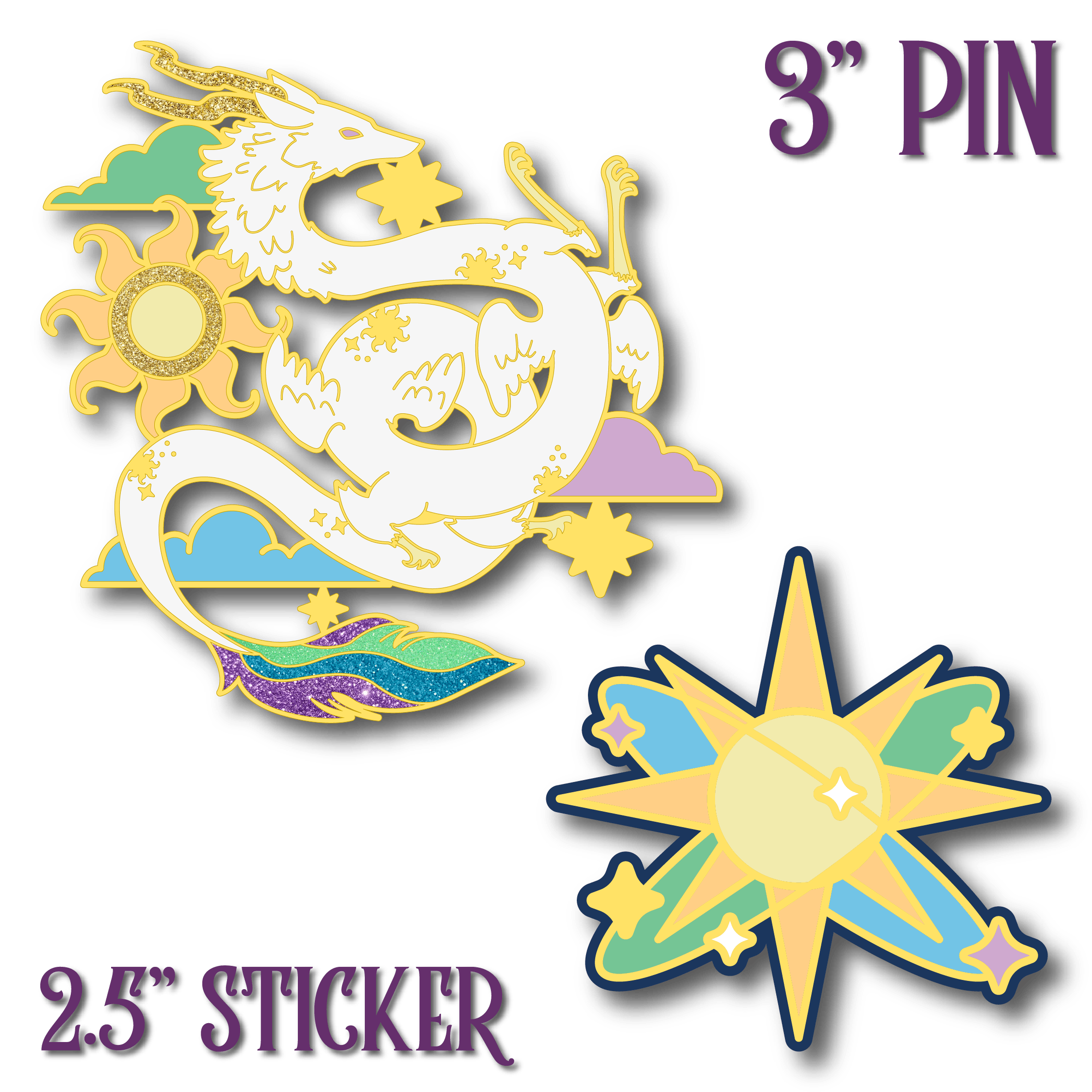Celestial Sun 3" Pin & 2.5" Sticker