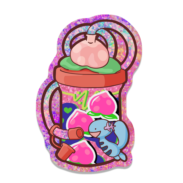 Slushie axolotl glitter sticker✨