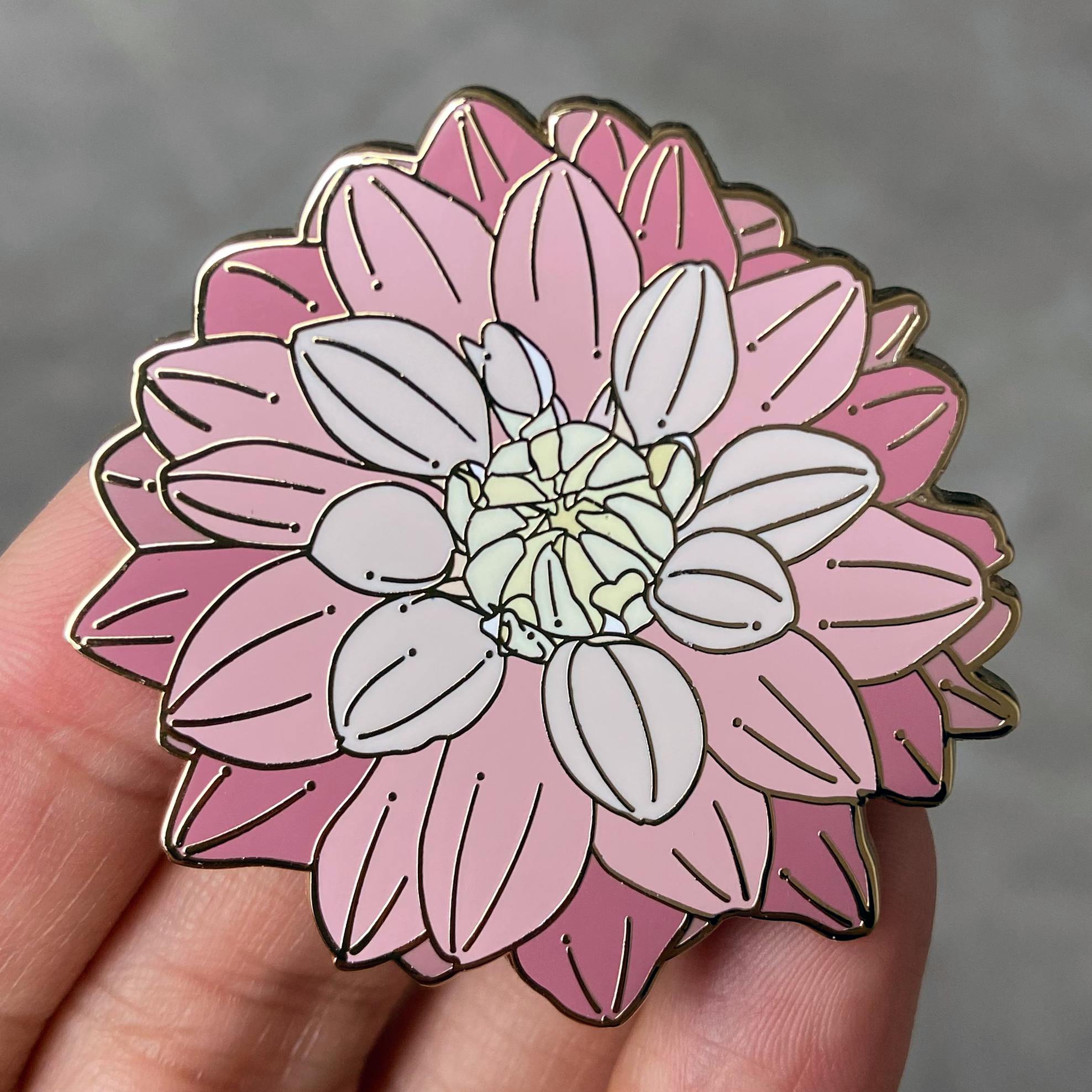 Pink Open Dahlia Pin	