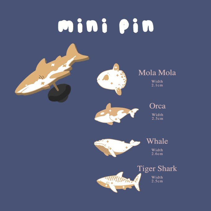 Full collections of 5 Marine Creatures mini pins