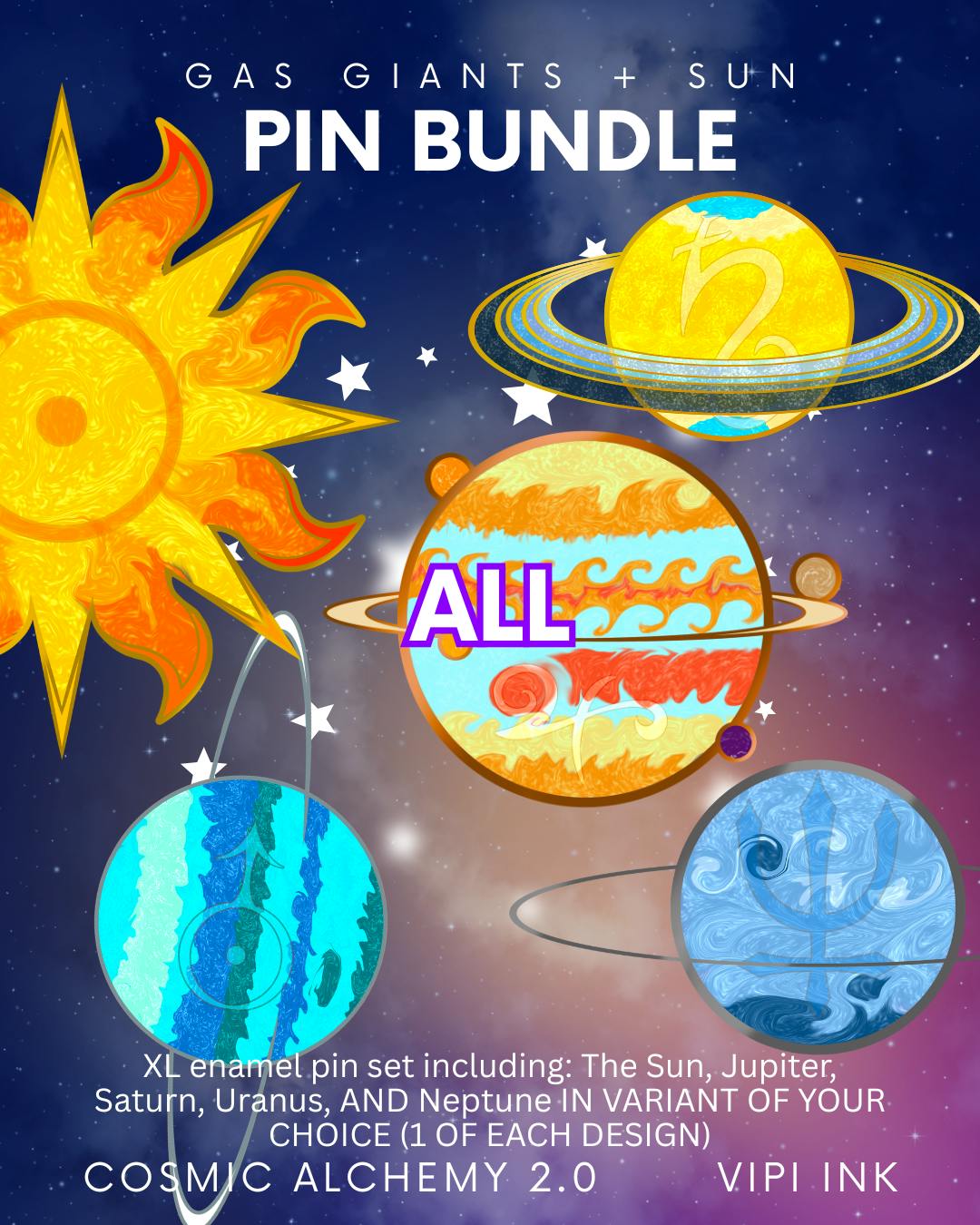 Gas Giant (and Sun) Enamel Pin BUNDLE