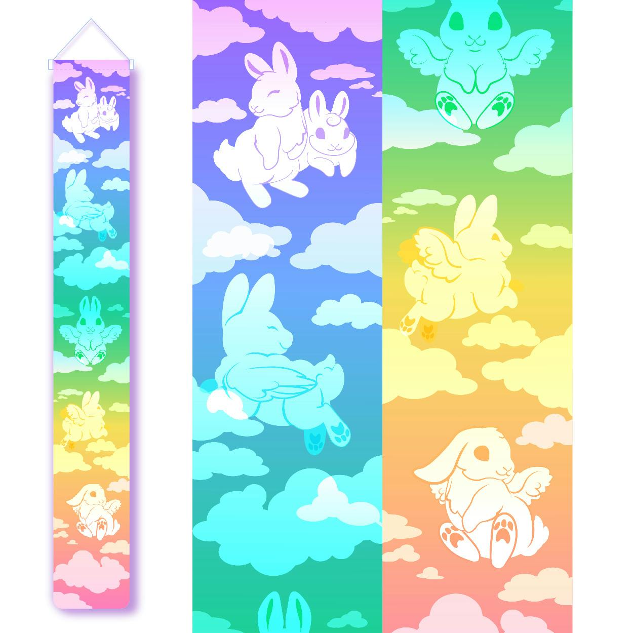 Winged Wabbit Pin Banner Rainbow Sky
