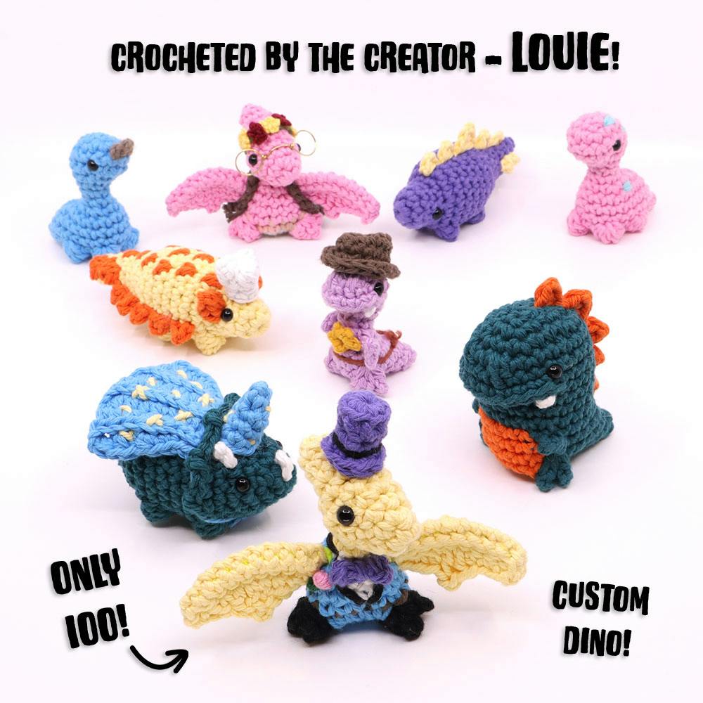 Custom Crocheted Dinosaur - Handmade by the creator, Louie!