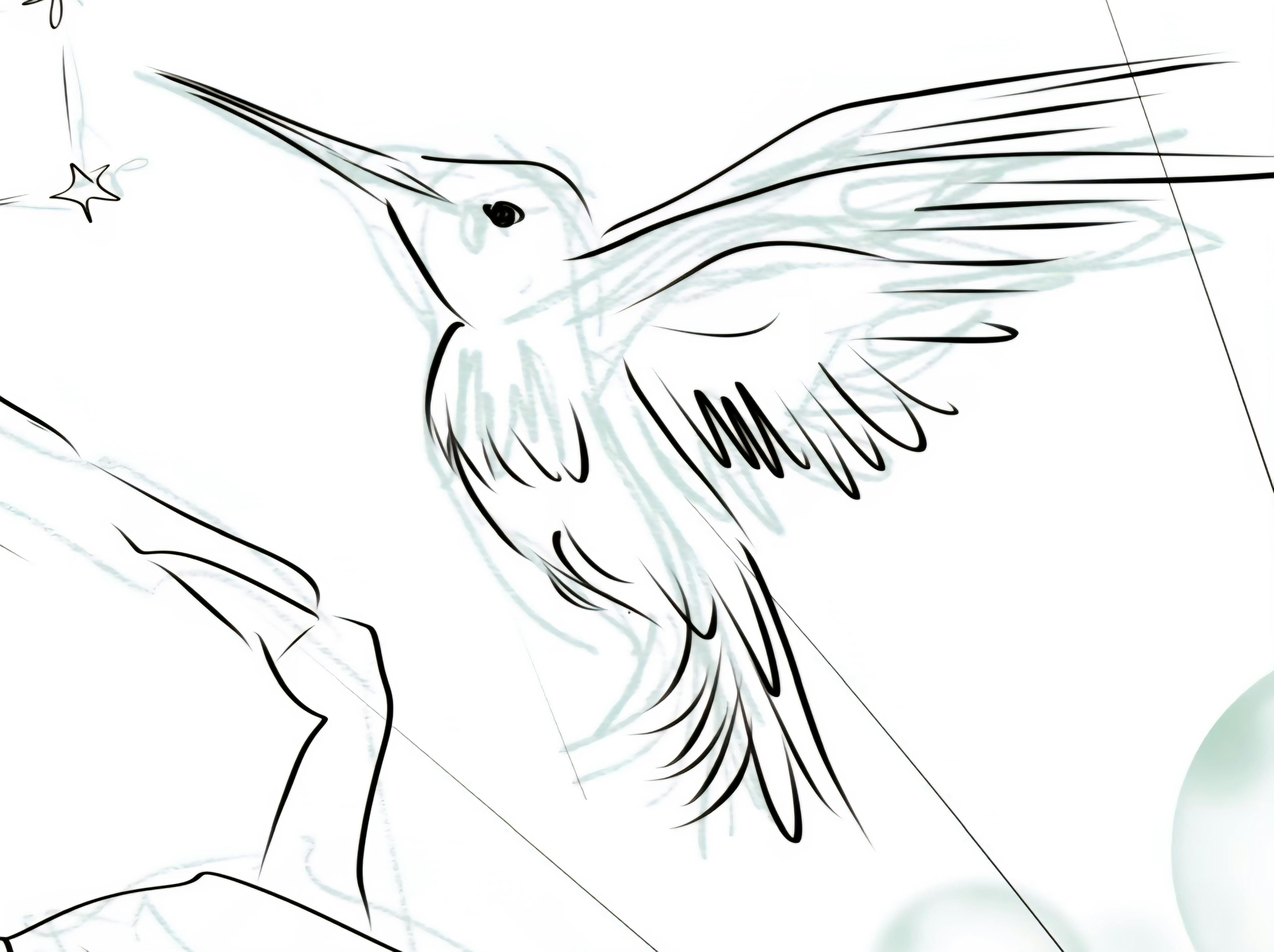 pencil sketch of a hummingbird