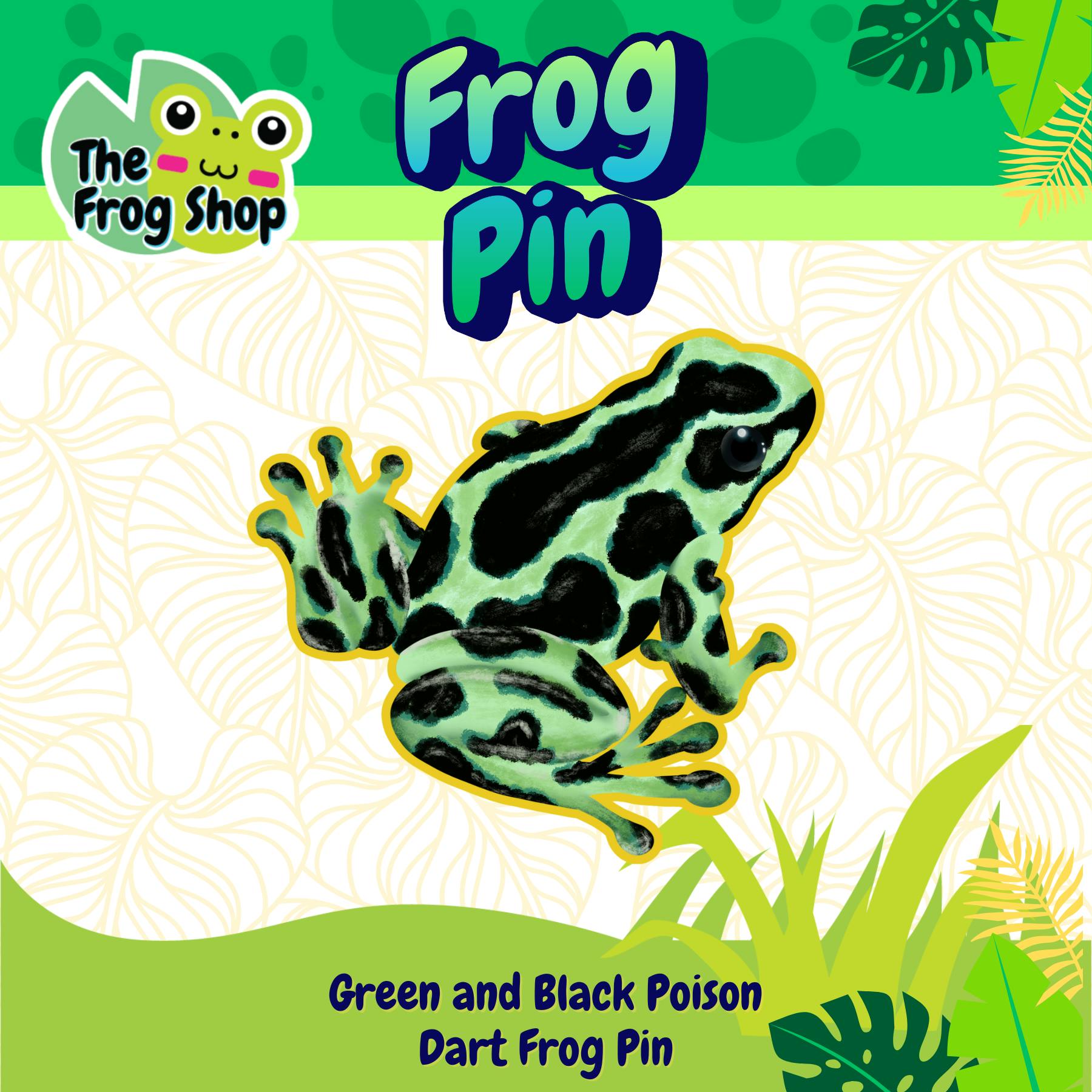 Green and Black Dart Frog Pin