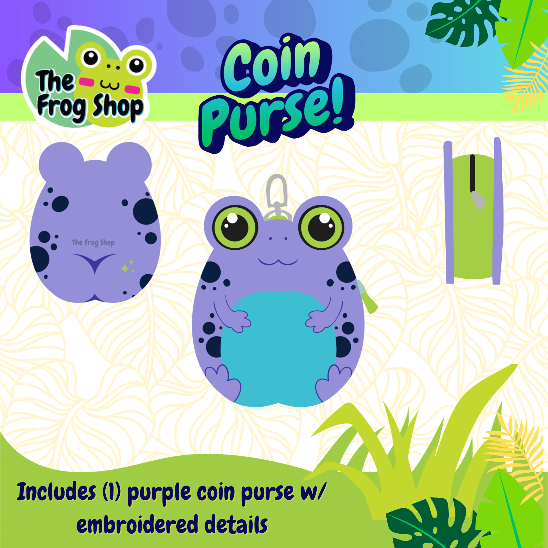Frog Coin Purse - Purple