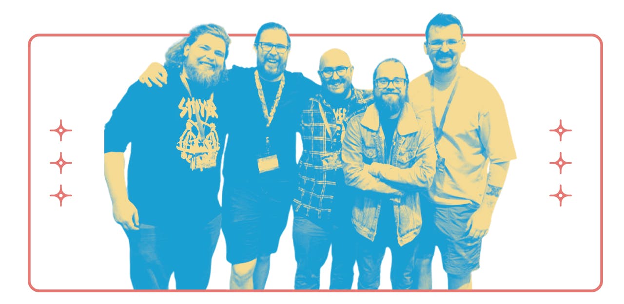 Left to right, Charlie, Barney, Matt, Adam, and Ben