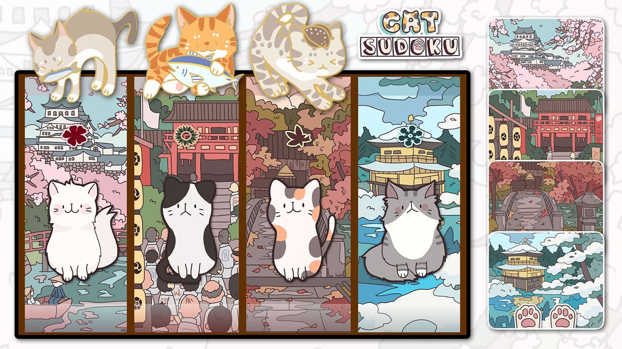 Cat Sudoku Enamel Pins and Playmats