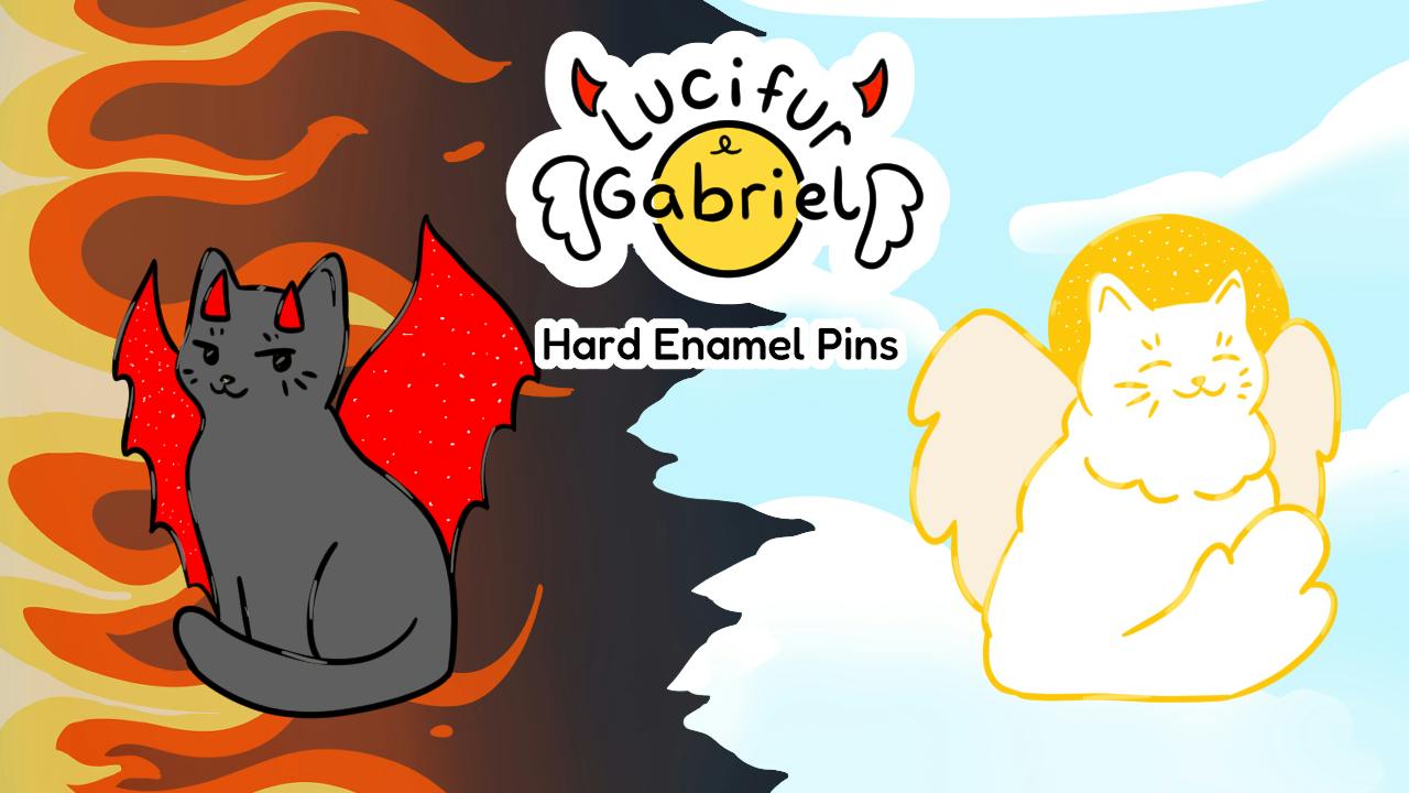 Luci-fur and Gabriel - Angel and Devil Cat Pins