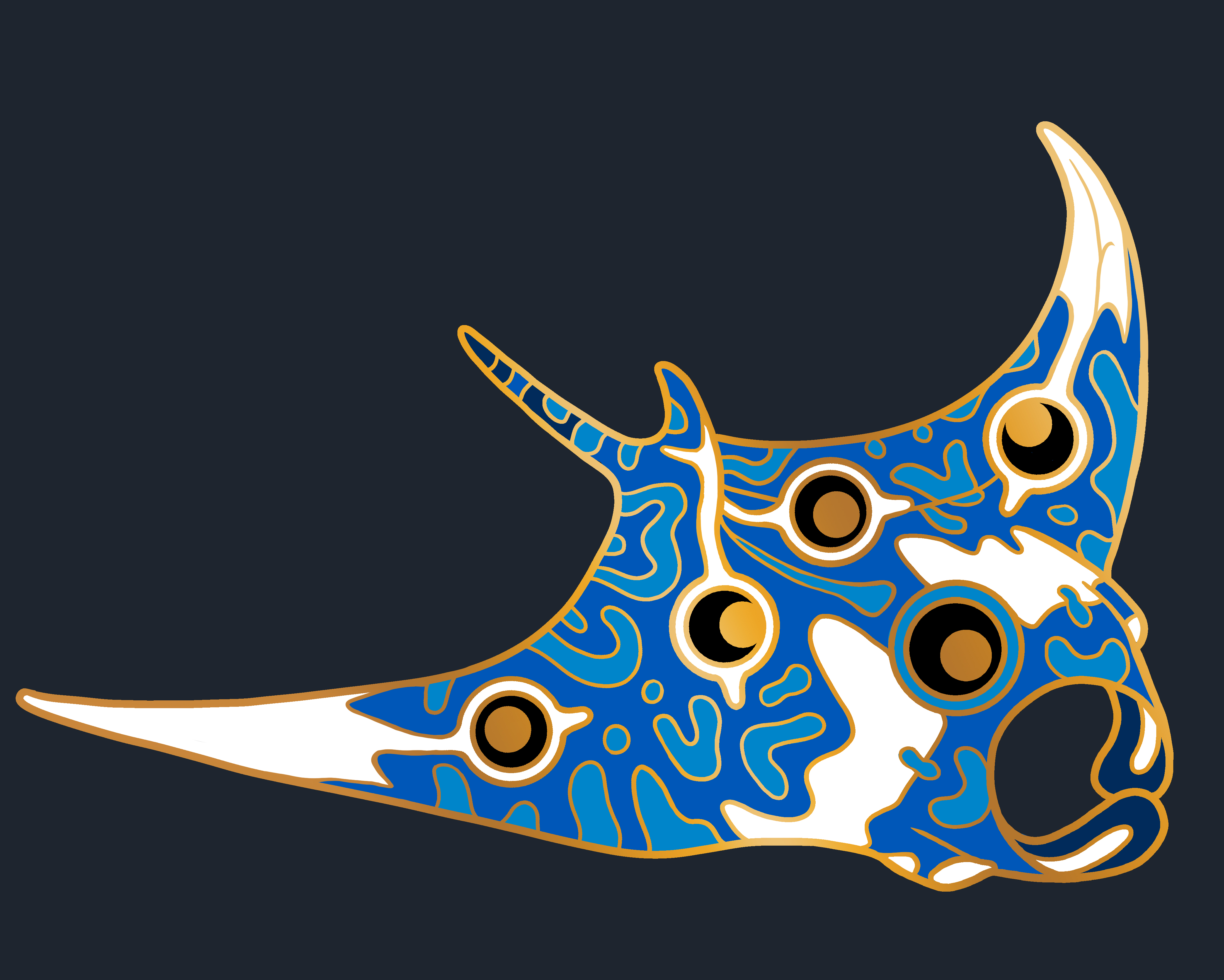 Manta Ray pin - gold