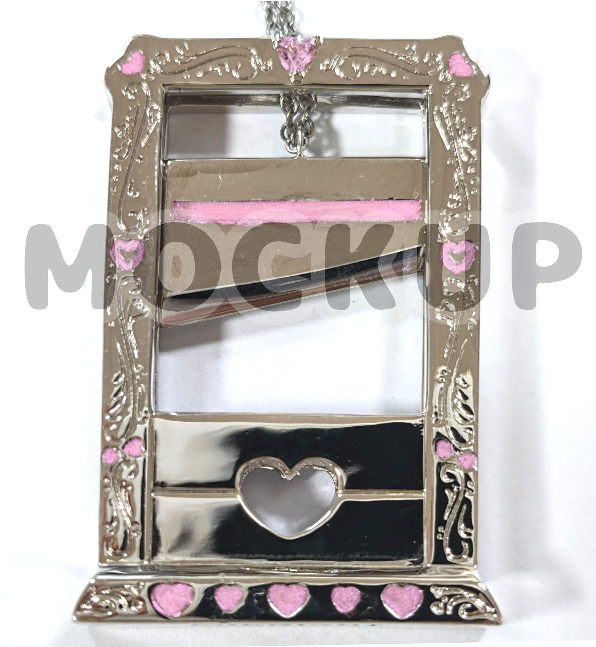 Silver + Pink enamel