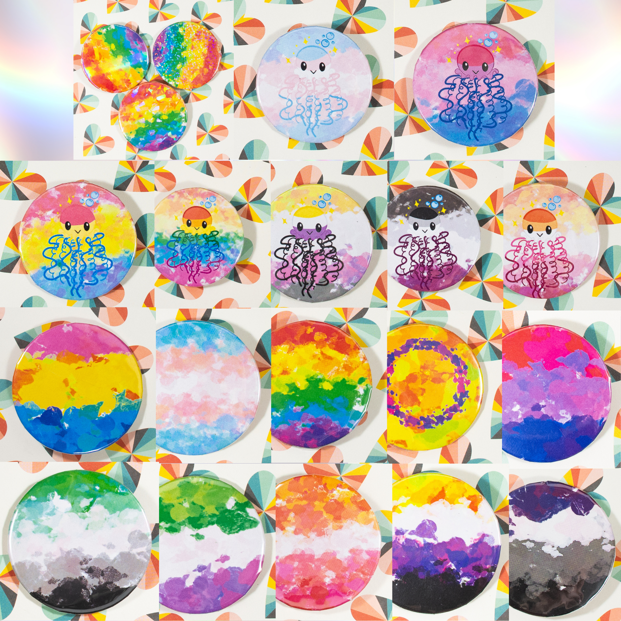 2.25" Pride Flag Buttons 3-pack