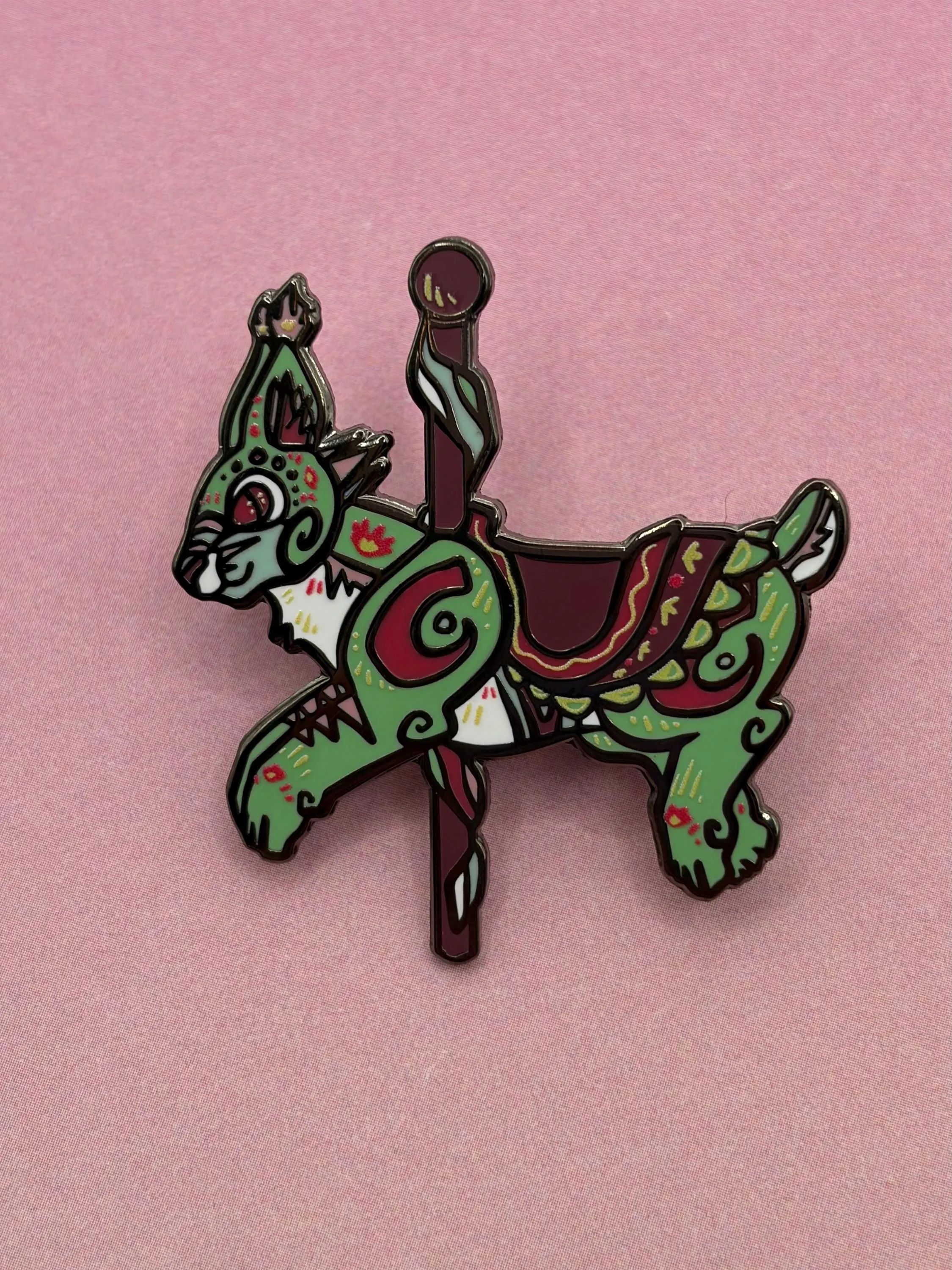 Abrosexual pride flag cactus cat enamel pin