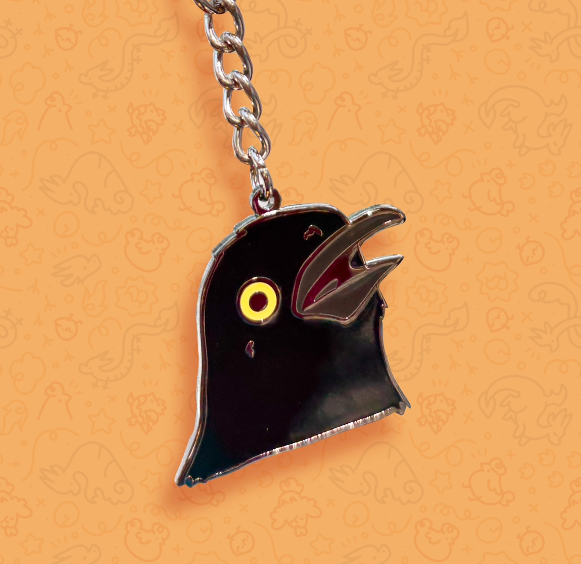 Confused Grackle Metal Keychain