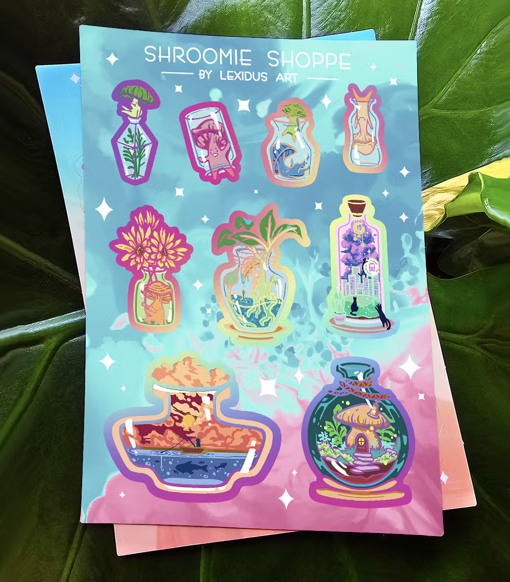 Shroomie Shoppe - Holographic Sticker Sheet - V1