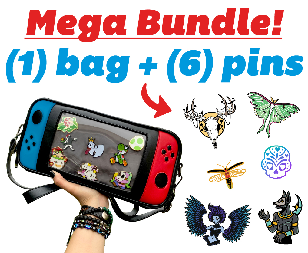 ✨👾 MEGA BUNDLE 👾✨ (1) Gaming Ita Bag + (6) Pins