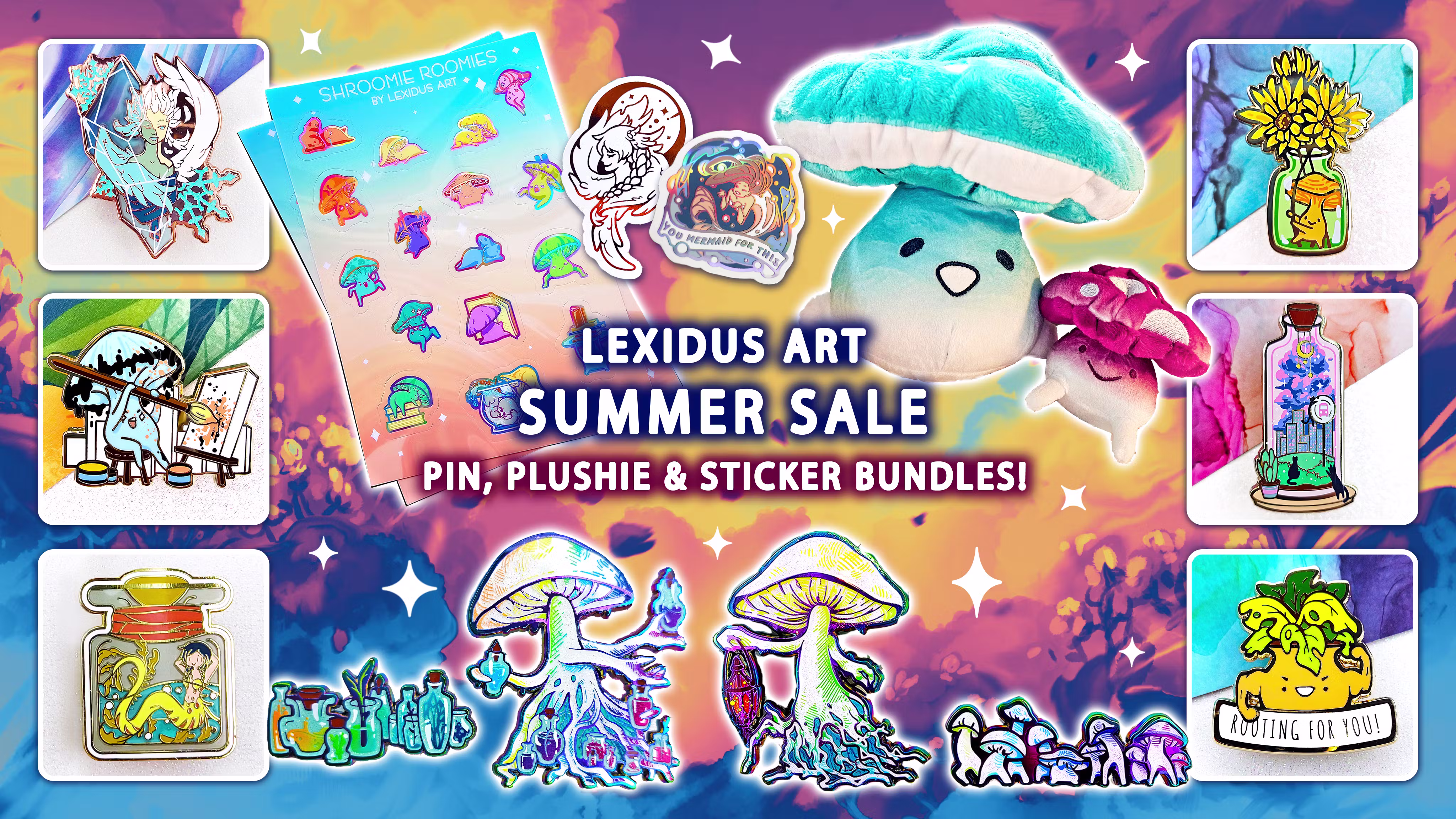 Summer Sale - Shroomie Pins, Plushies & More!