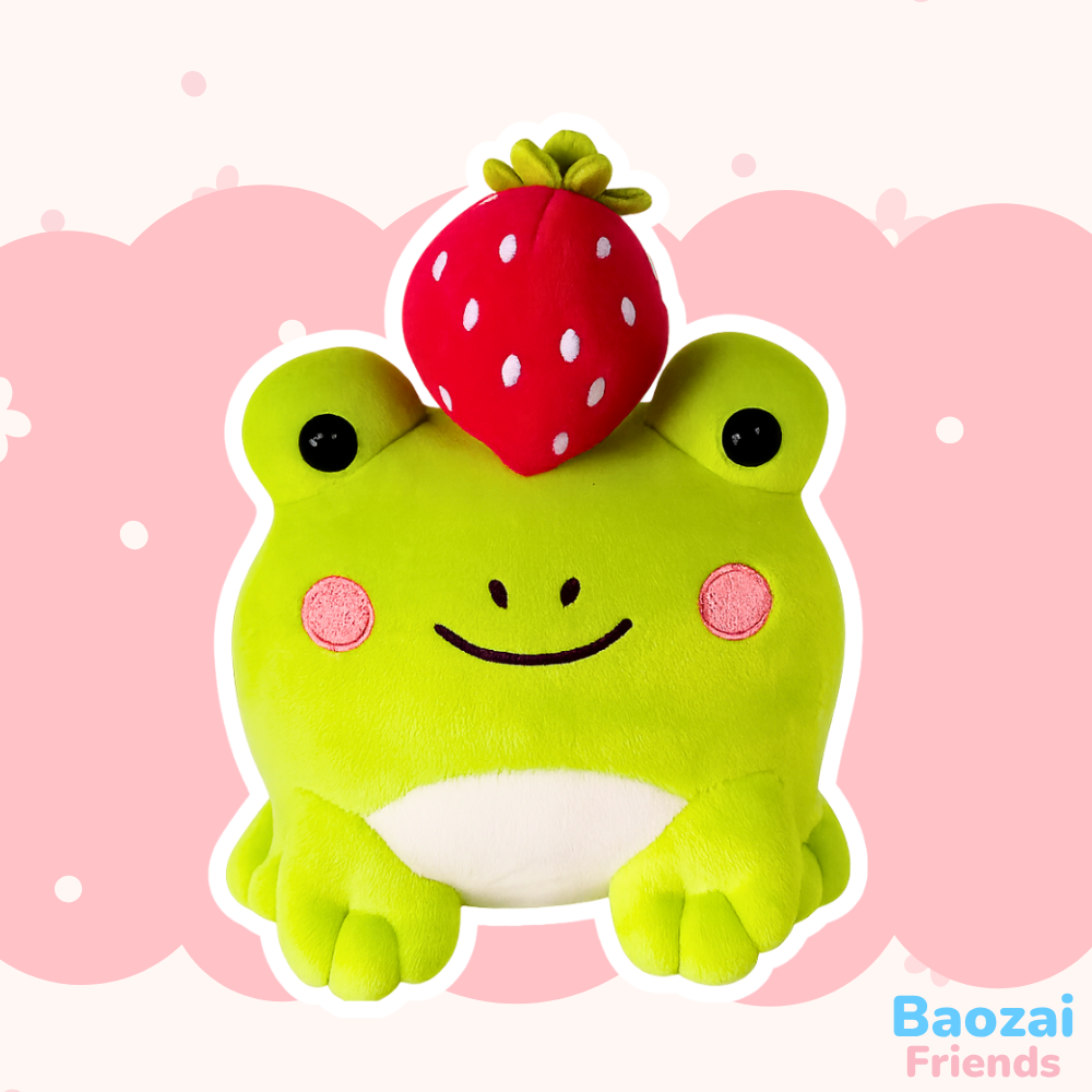 Ichigo the Frog - Strawberry Top Plushie (8")