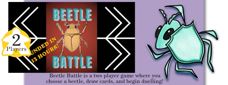 Beetle Battle header and sticker images, with a "2 players" tag.