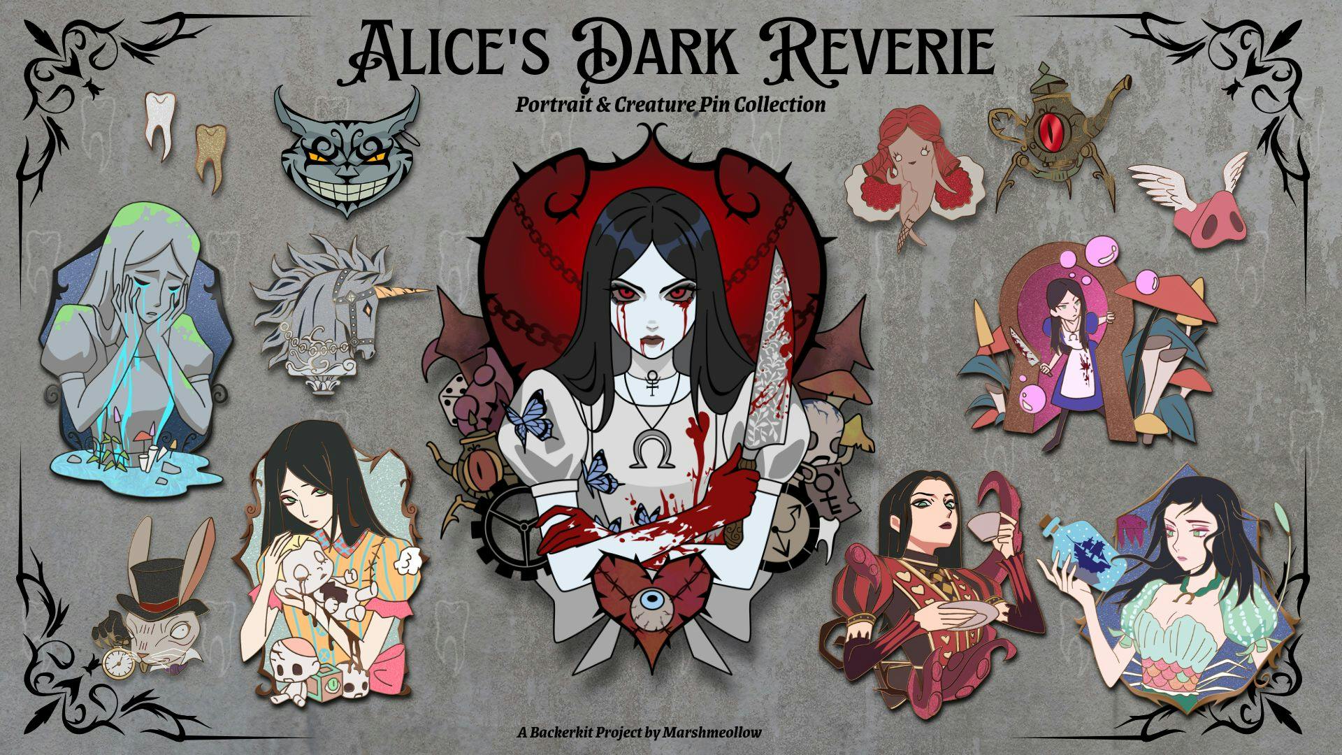 Alice's Dark Reverie: Enamel Pin Collection - BackerKit