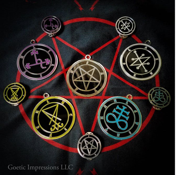  Satanic Medallion and Enamel Pin Collection 